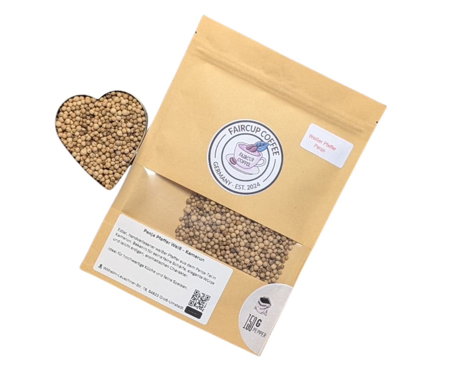 28 Faircup Coffee – Weißer Penja-Pfeffer aus Kamerun - 75g/150g – Bild 1