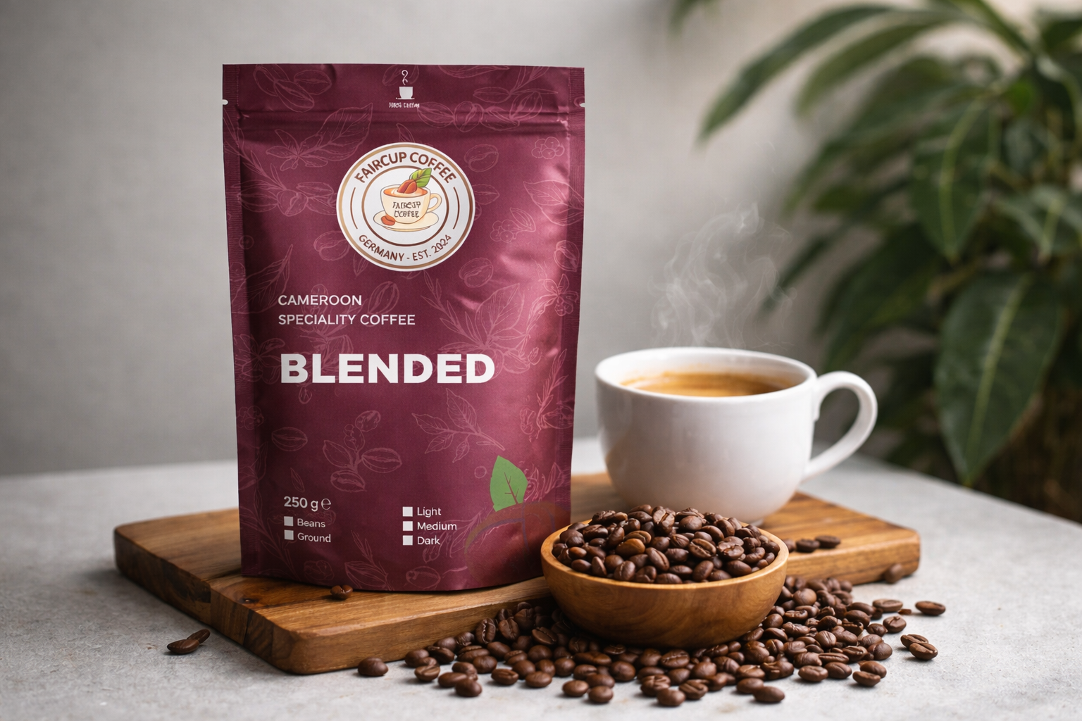 blended Espresso Blended – Dark Roast, säurearm | Mbouda Arabica & Melong Robusta | Vollmundig – Bild 1